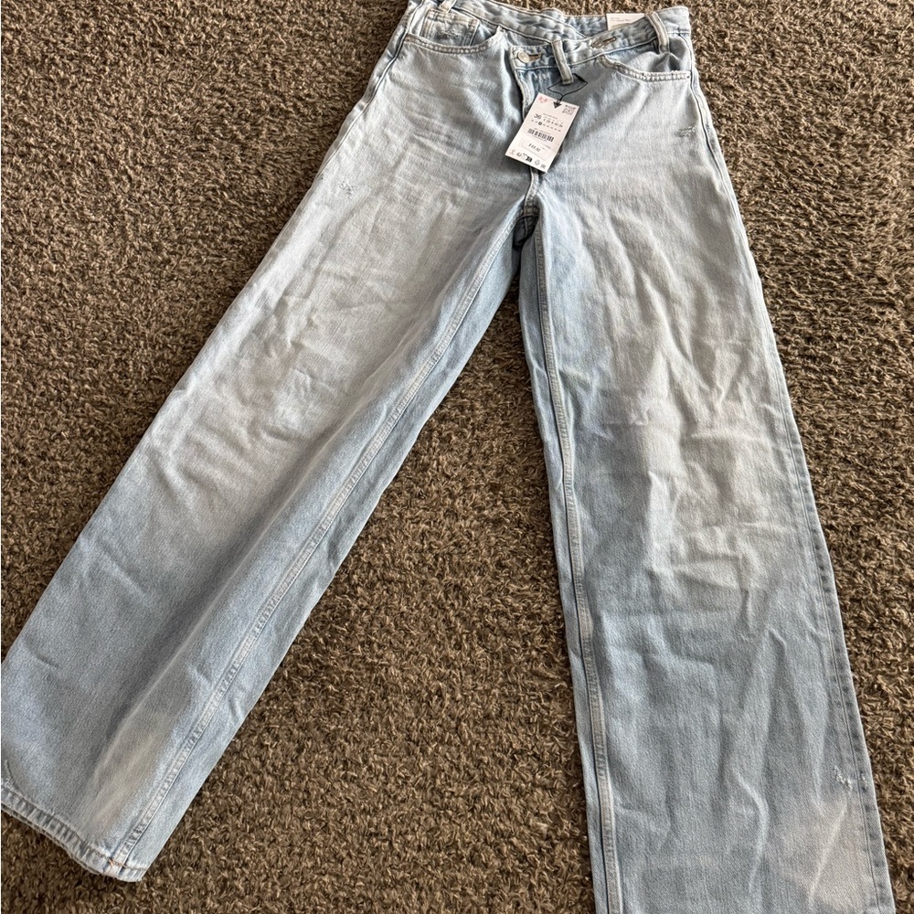 Zara Light Blue Wide-Leg Jeans